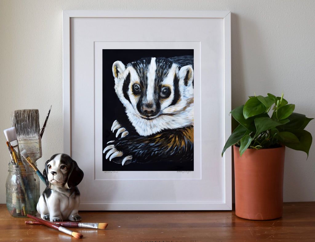 Whimsical Badger Art Print – Woodland Animal Wall Decor