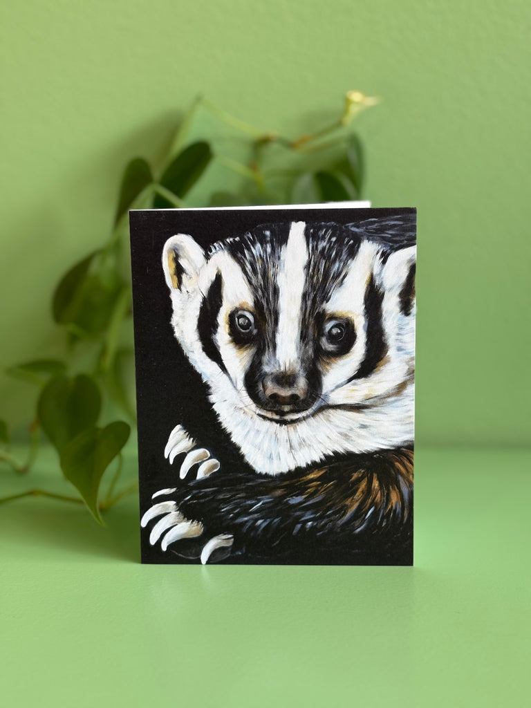 Whimsical Badger Greeting Card - Woodland Animals Art Card