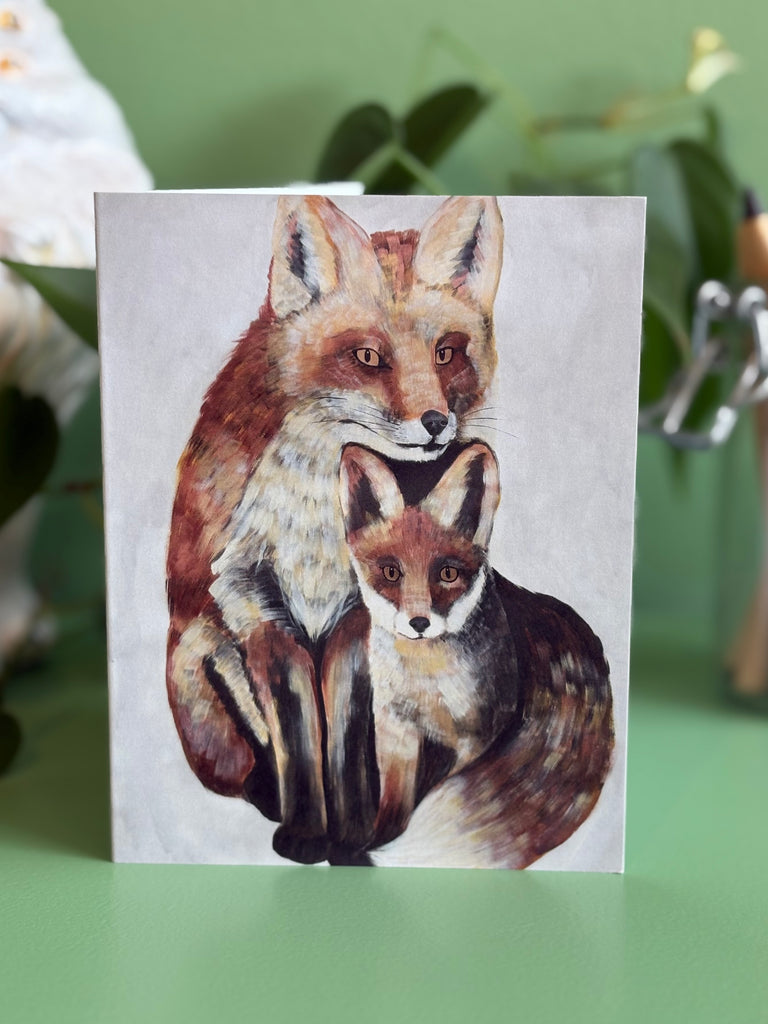 Modern Fox & Kit Art Greeting Card - Woodland Animals