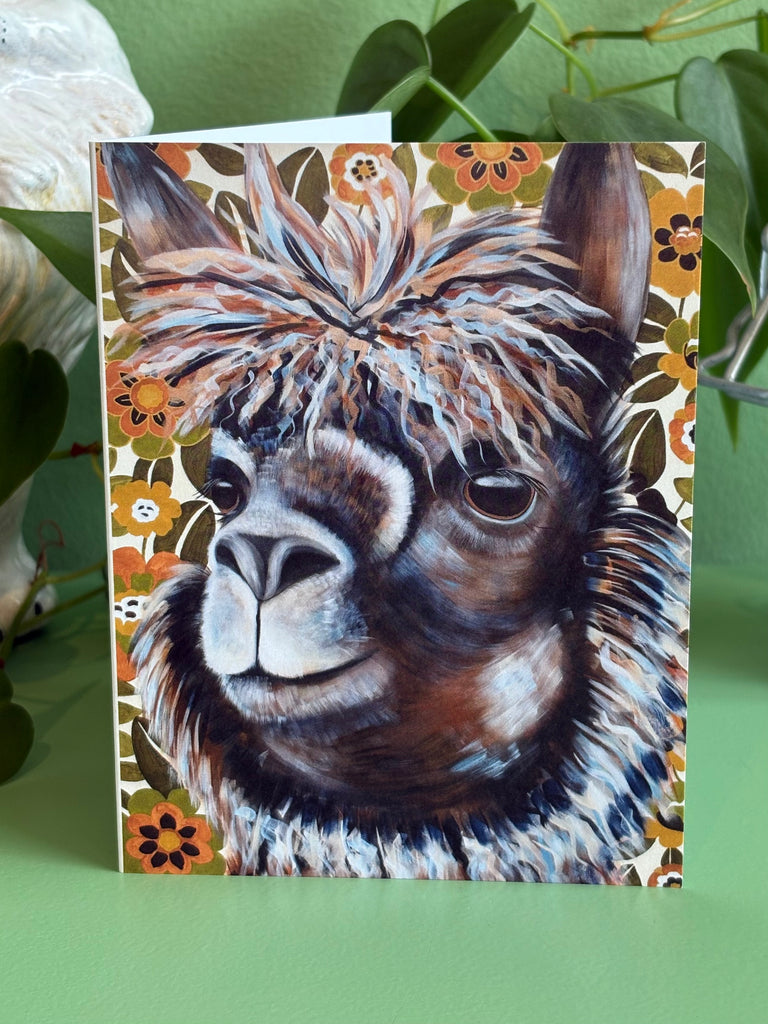 Whimsical Llama Greeting Card - Woodland Animals Art Card