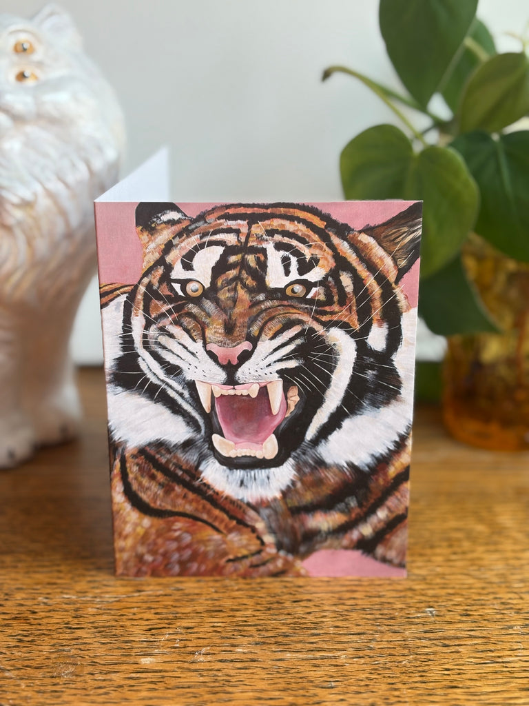 Tiger Art Greeting Card: Bold Animal Painting, Blank Inside