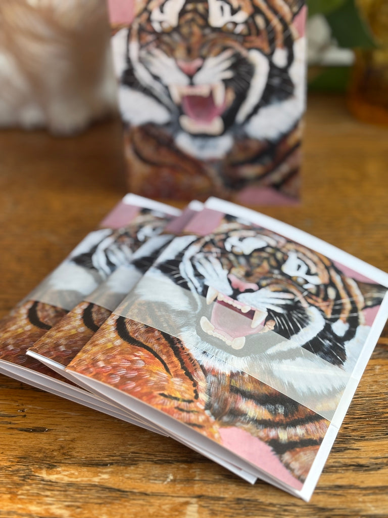 Tiger Art Greeting Card: Bold Animal Painting, Blank Inside