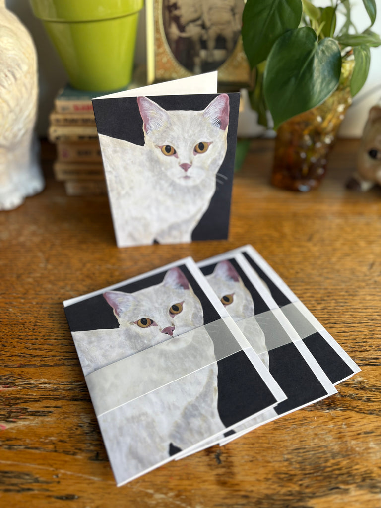 White Cat Art Cards: Blank Notecards for Cat Lovers