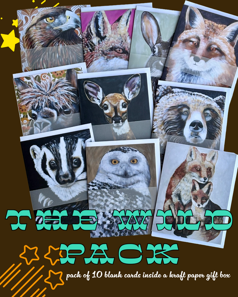 THE WILD PACK — Assorted Wildlife Greeting Cards (Set of 10)