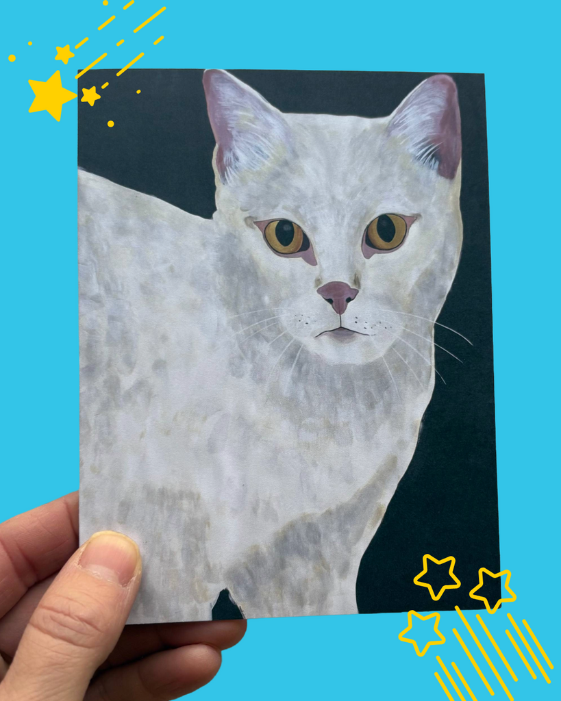 White Cat Art Cards: Blank Notecards for Cat Lovers