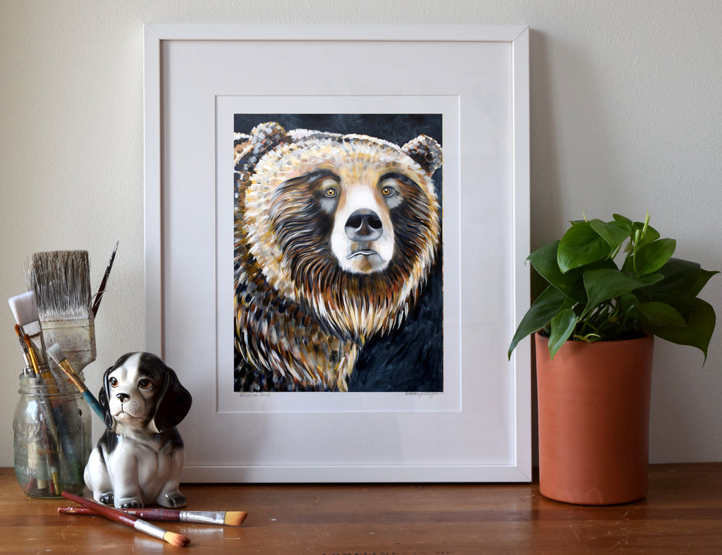 Modern Grizzly Bear Art Print – Woodland Animal Wall Decor