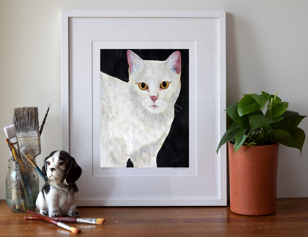 White Cat Print